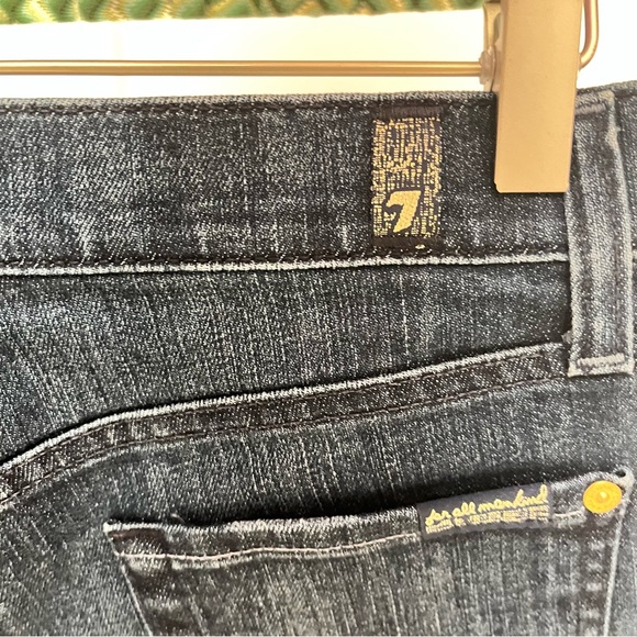 7 For All Mankind Roll Cuff Denim Jean Shorts Size 24 Dark Wash Coastal Cowgirl - Picture 6 of 9